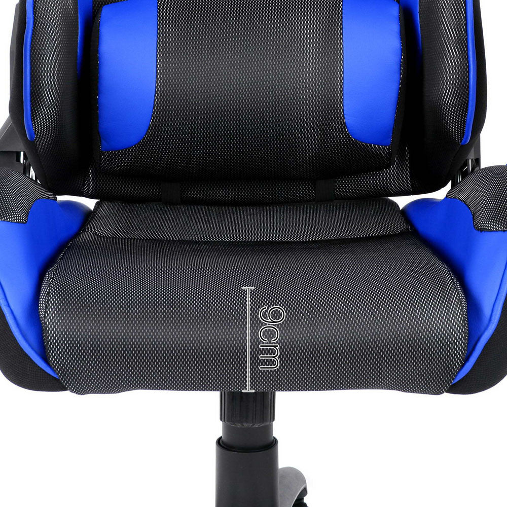 PU Leather & Mesh Reclining Office Desk Gaming Executive Chair - Blue