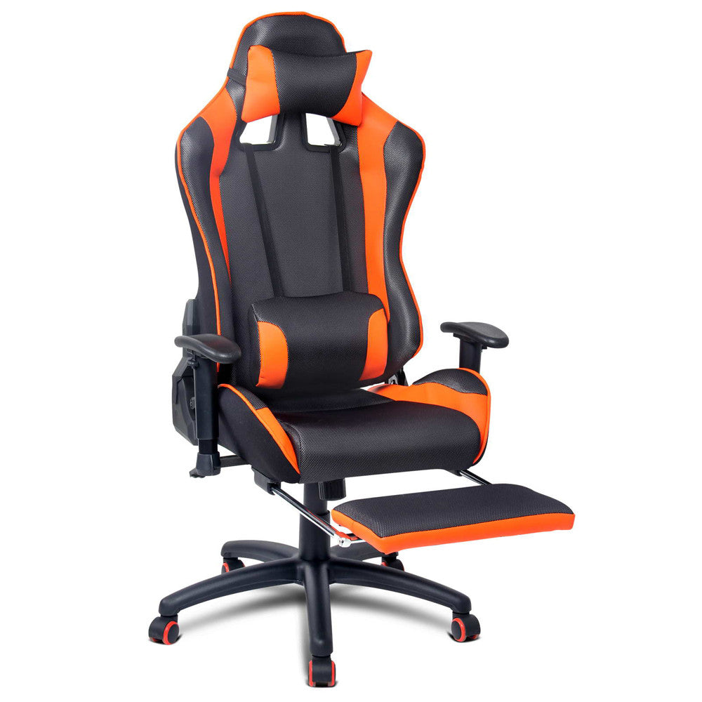 PU Leather & Mesh Reclining Office Desk Gaming Executive Chair Orange
