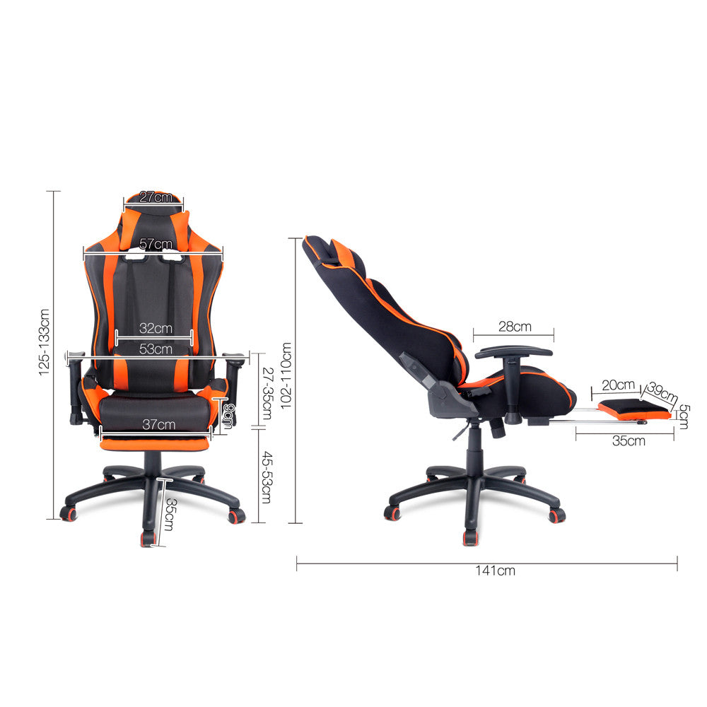 PU Leather & Mesh Reclining Office Desk Gaming Executive Chair Orange