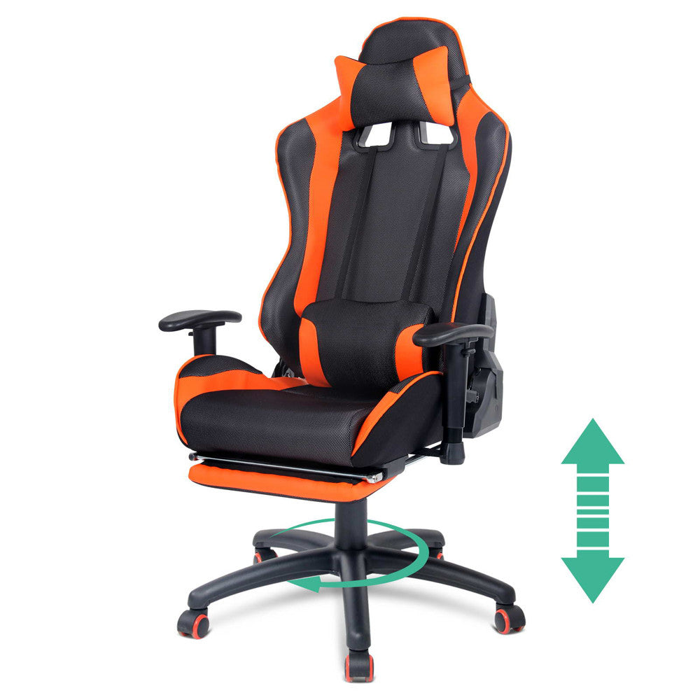 PU Leather & Mesh Reclining Office Desk Gaming Executive Chair Orange