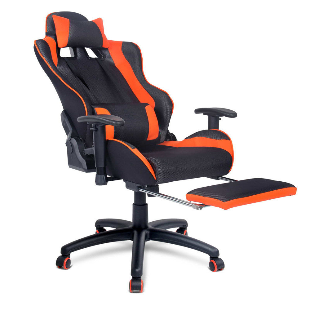 PU Leather & Mesh Reclining Office Desk Gaming Executive Chair Orange
