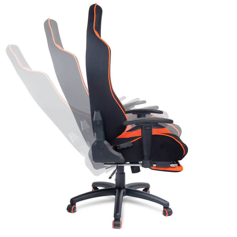 PU Leather & Mesh Reclining Office Desk Gaming Executive Chair Orange