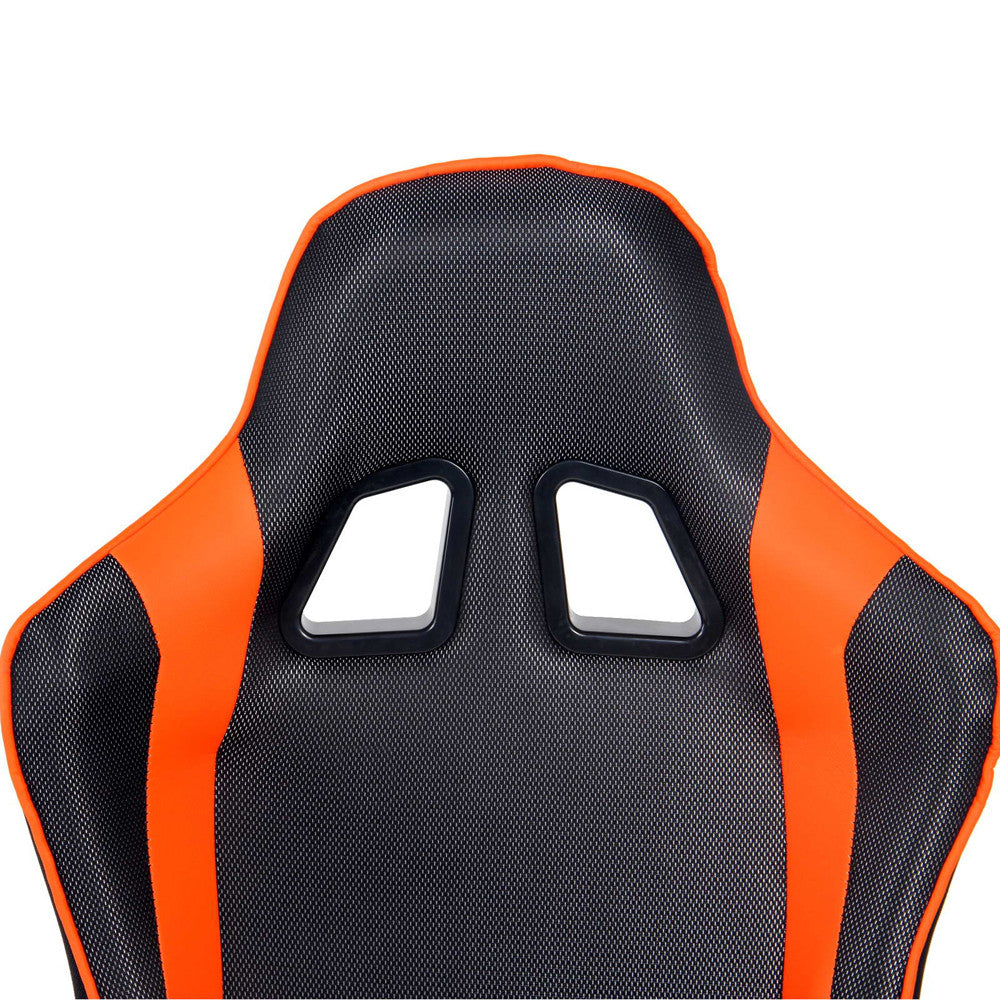 PU Leather & Mesh Reclining Office Desk Gaming Executive Chair Orange