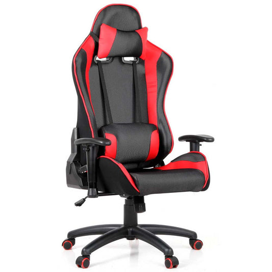 PU Leather & Mesh Reclining Office Desk Gaming Executive Chair - Red