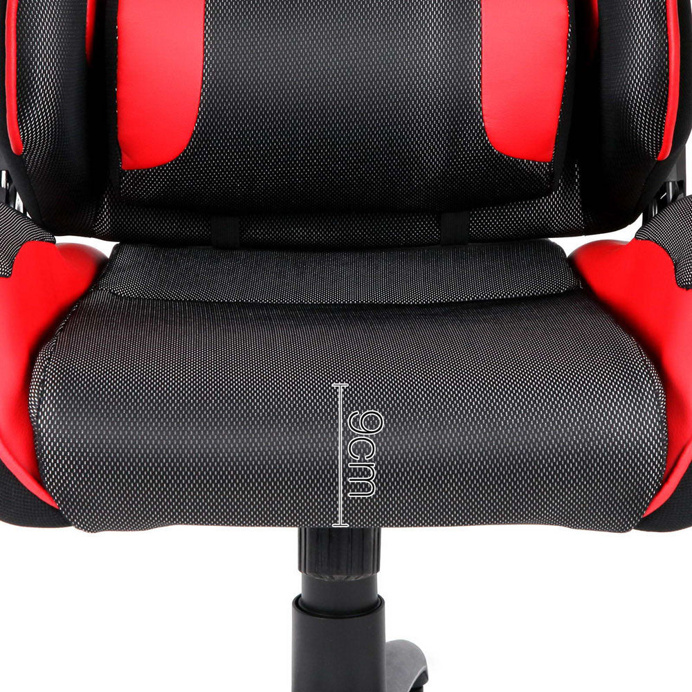 PU Leather & Mesh Reclining Office Desk Gaming Executive Chair - Red