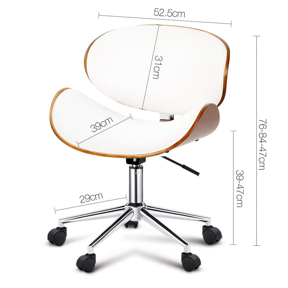 Walnut Base Office Chair - White