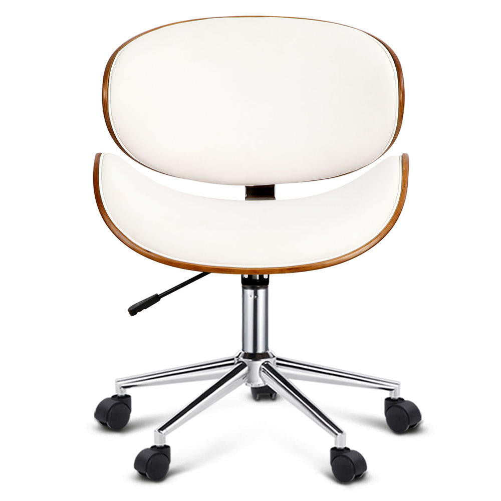 Walnut Base Office Chair - White