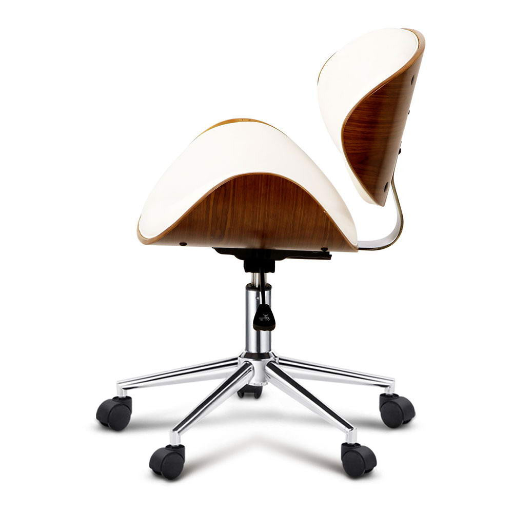 Walnut Base Office Chair - White