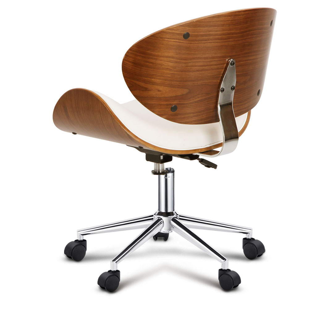 Walnut Base Office Chair - White