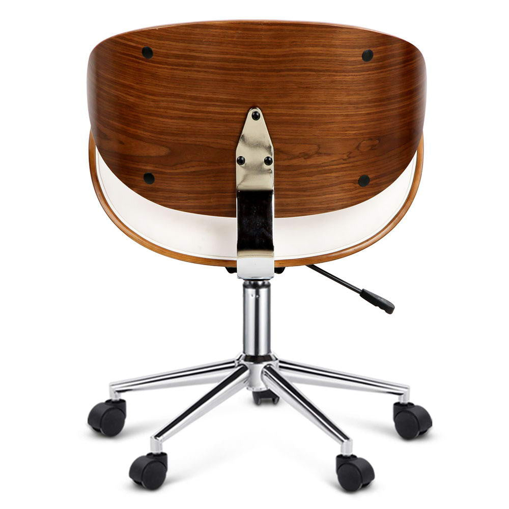 Walnut Base Office Chair - White