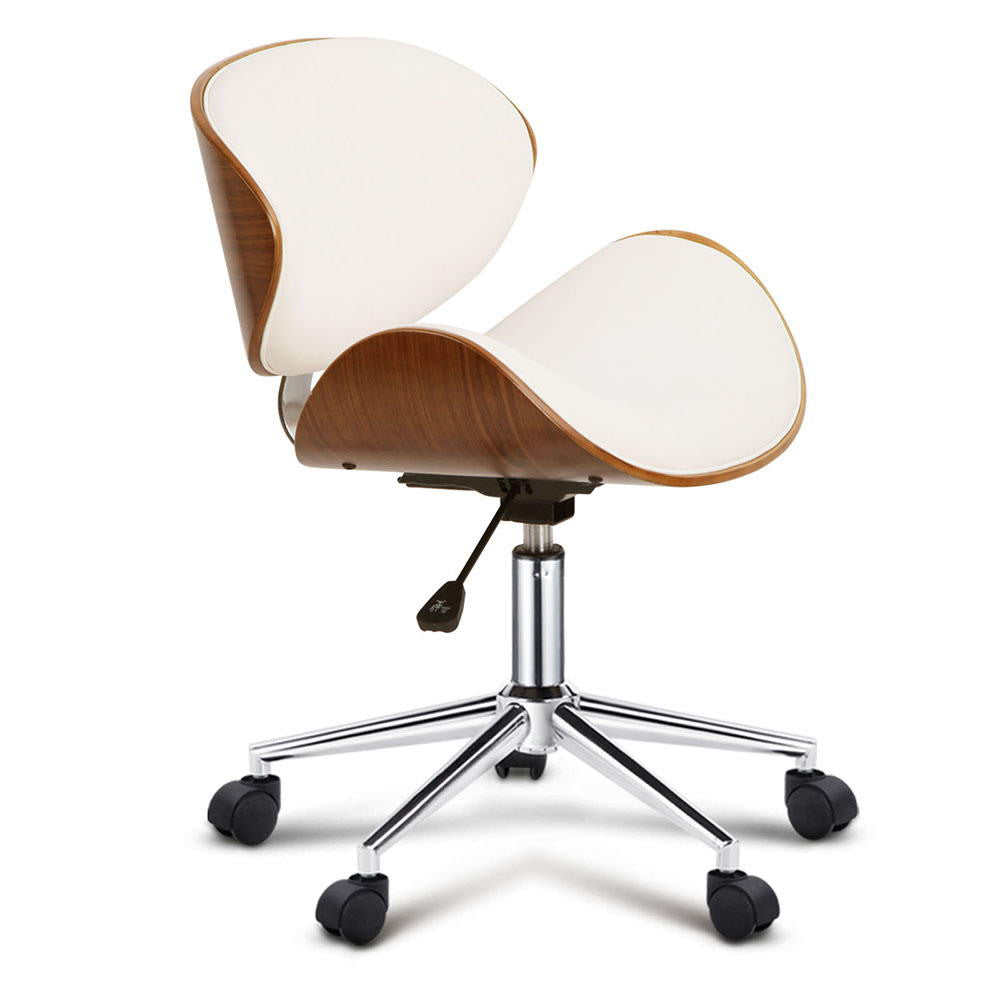 Walnut Base Office Chair - White