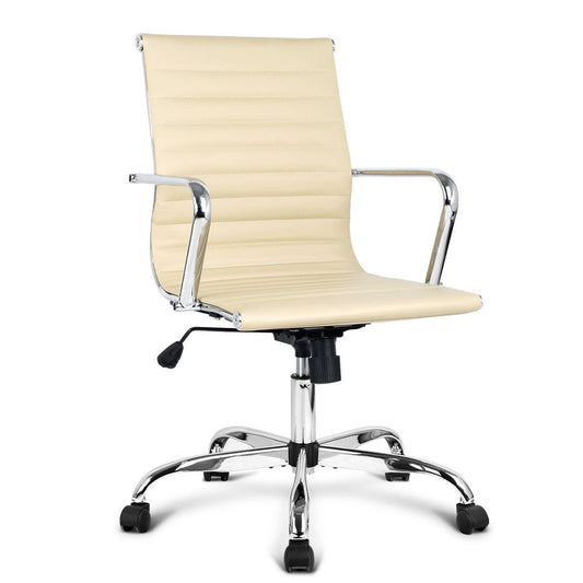 Replica Eames PU Leather Office Chair - Beige 