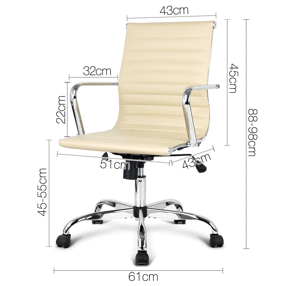 Replica Eames PU Leather Office Chair - Beige