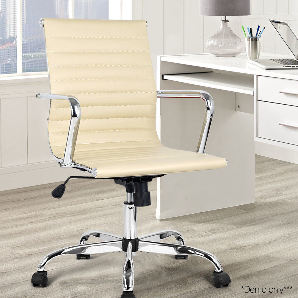 Replica Eames PU Leather Office Chair - Beige