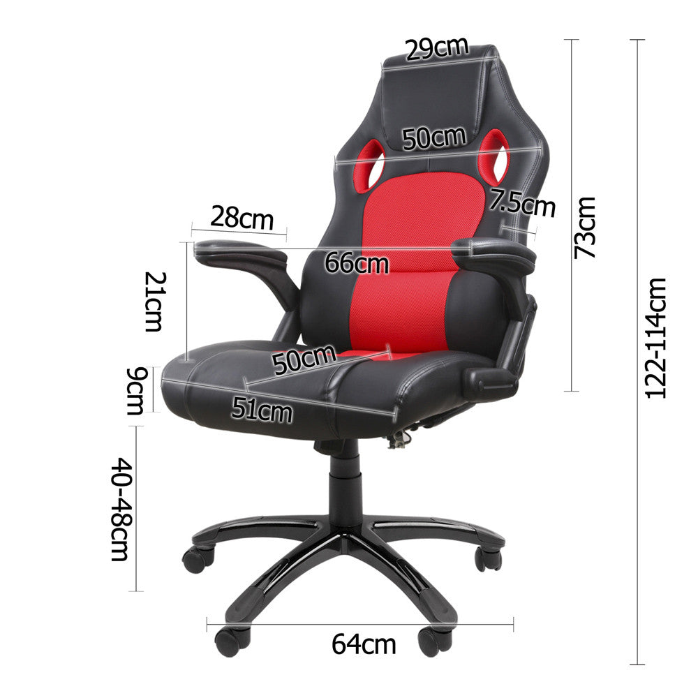 8 Point Massage Racing PU Leather Office Computer Chair Black/Red