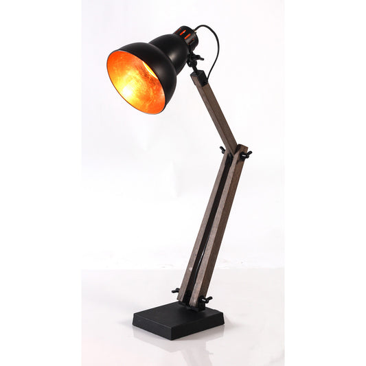 Table Lamp With Black/Gold Gourd Shade