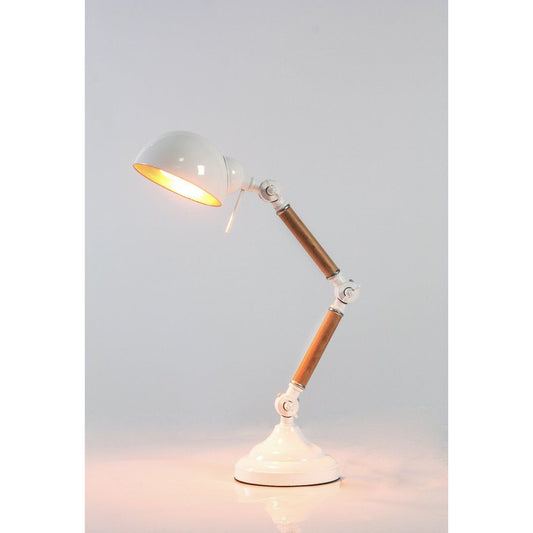 Small Table Lamp With Bailer Shape White/Gold Inside Shade