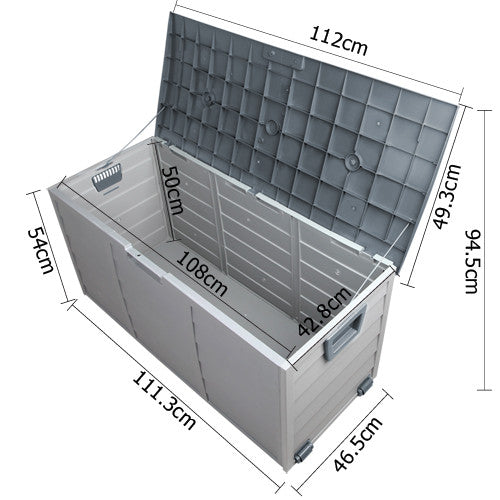 290L Plastic Outdoor Storage Box Container Weatherproof Grey