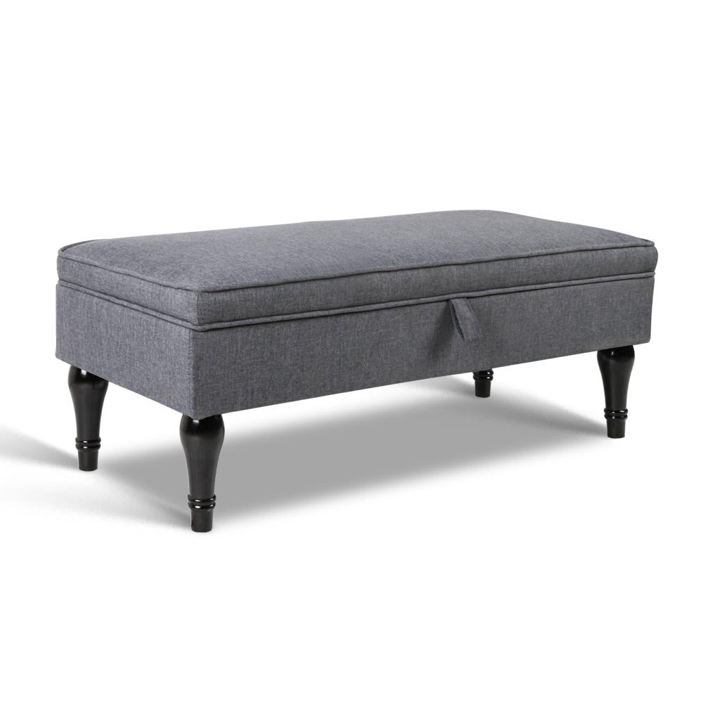 Linen Fabric Storage Ottoman – Grey