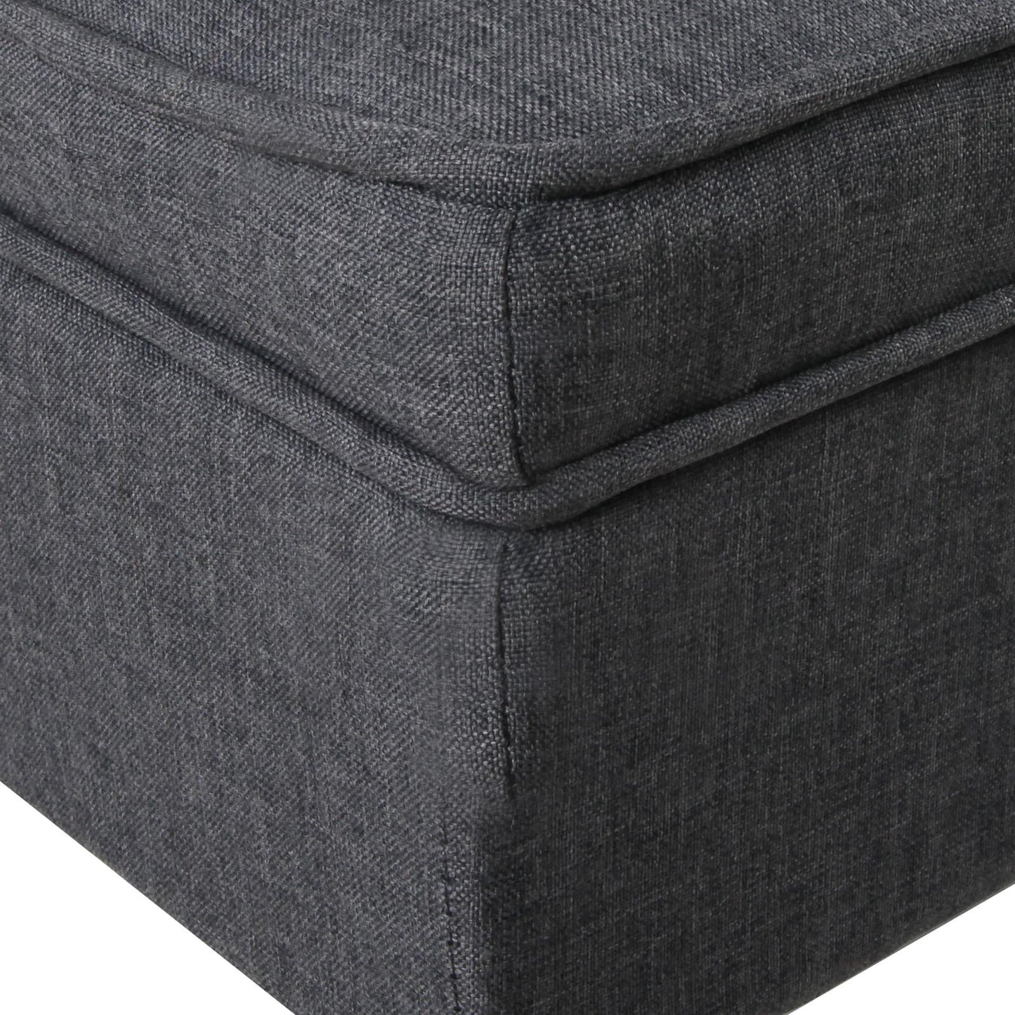 Linen Fabric Storage Ottoman – Grey