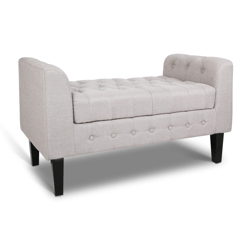 Tufted Fabric Storage Ottoman