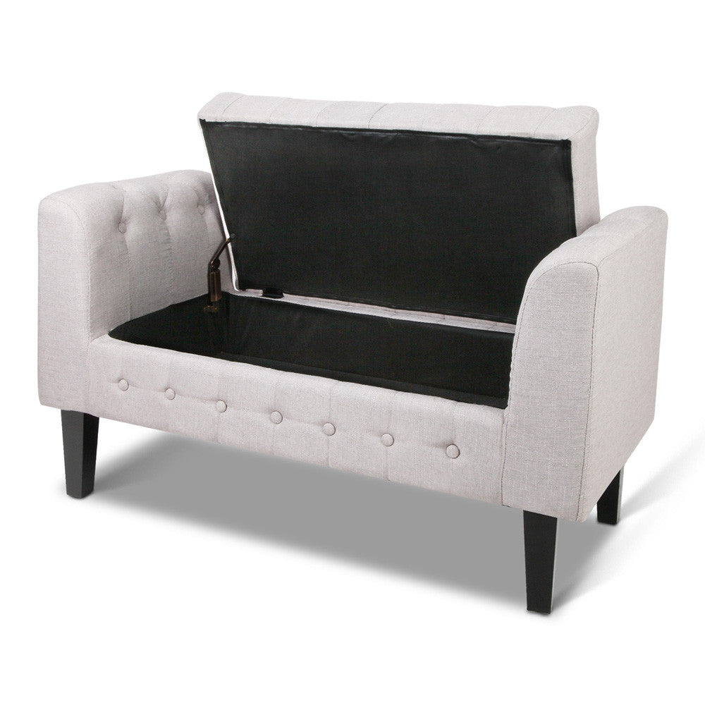 Tufted Fabric Storage Ottoman