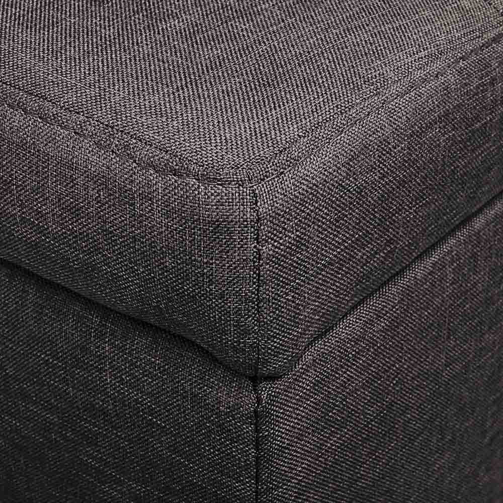 Linen Fabric Storage Ottoman Brown