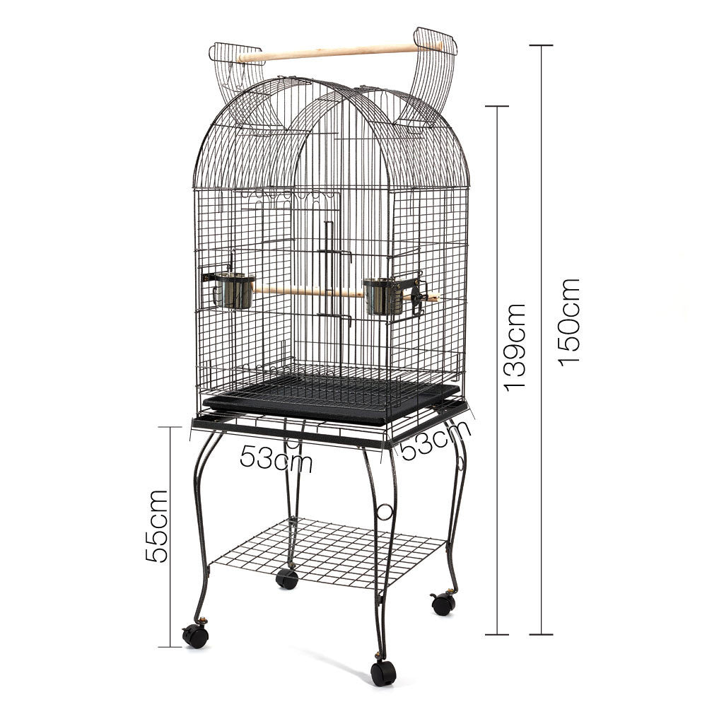 Parrot Pet Aviary Bird Cage w/ Open Roof 150cm Black