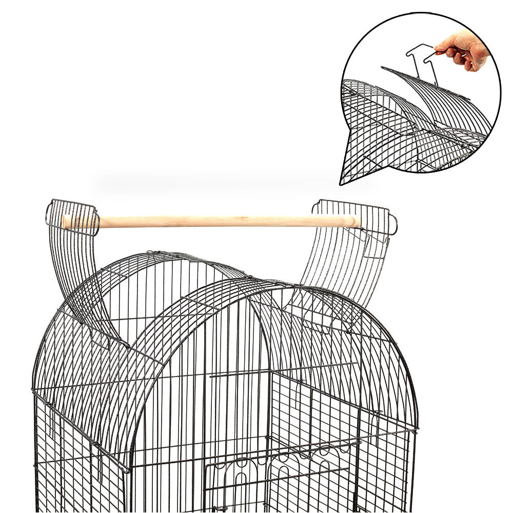 Parrot Pet Aviary Bird Cage w/ Open Roof 150cm Black