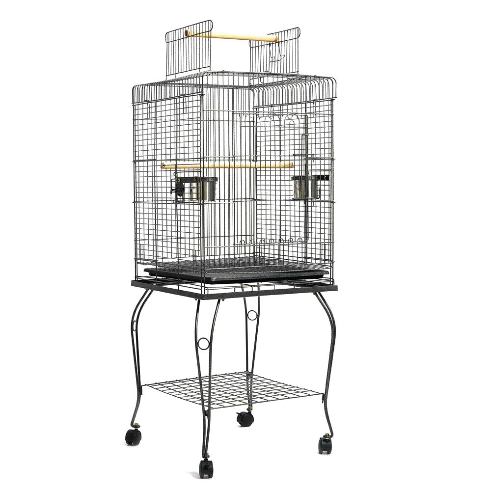 Parrot Pet Aviary Bird Cage w/ Open Roof 145cm Black