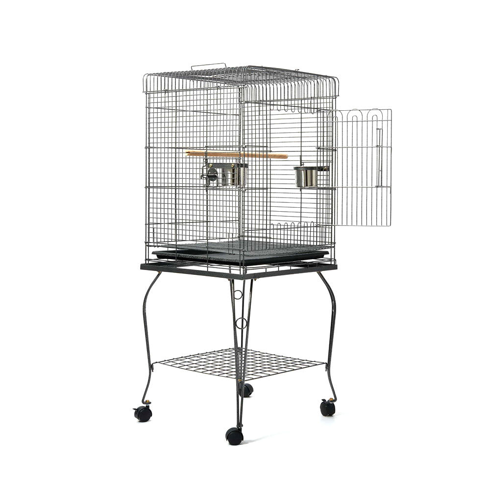 Parrot Pet Aviary Bird Cage w/ Open Roof 145cm Black