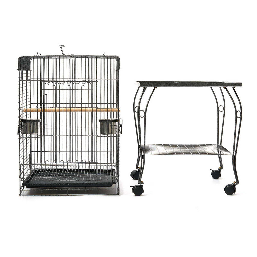 Parrot Pet Aviary Bird Cage w/ Open Roof 145cm Black