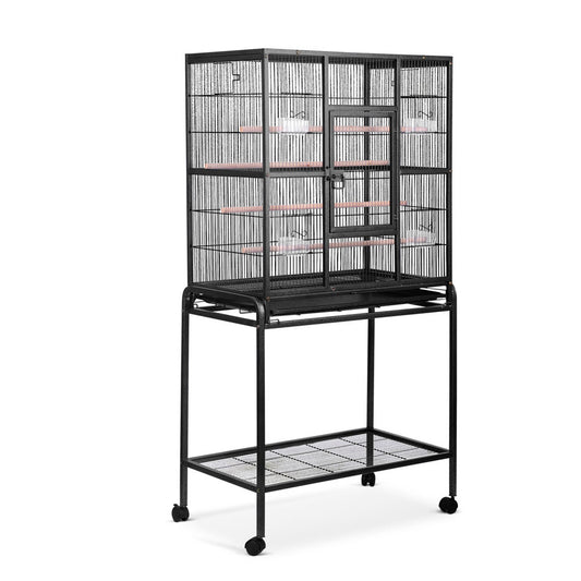 Pet Parrot Aviary Bird Cage w/ Wheels Stand 160cm Black