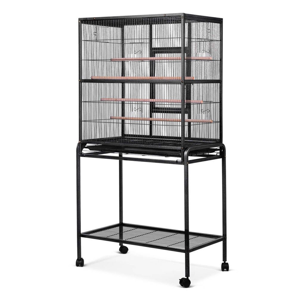 Pet Parrot Aviary Bird Cage w/ Wheels Stand 160cm Black