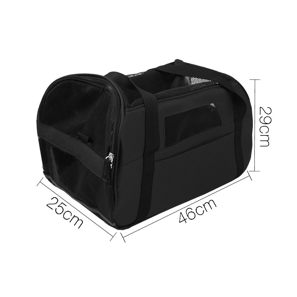 Portable Pet Carrier with Safety Leash - Black