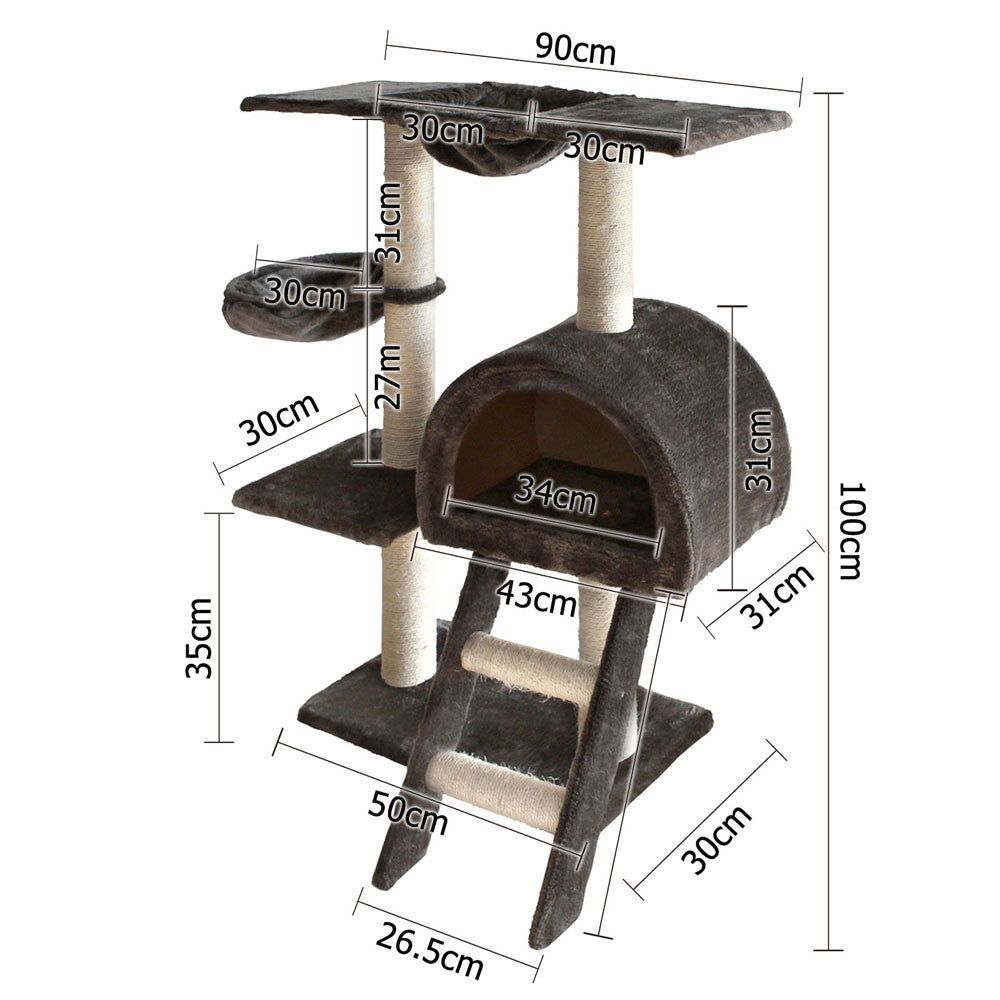 Cat Scratching Poles Post Furniture Tree 100cm Dark Grey