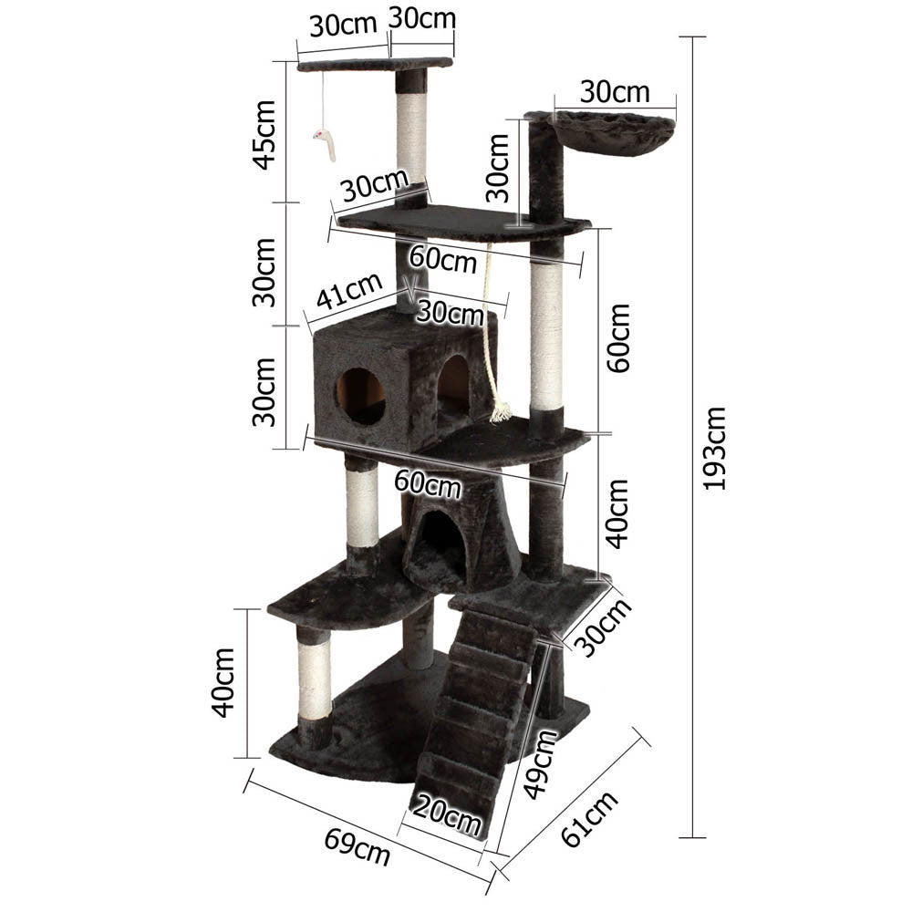 Cat Scratching Poles Post Furniture Tree 193cm Dark Grey