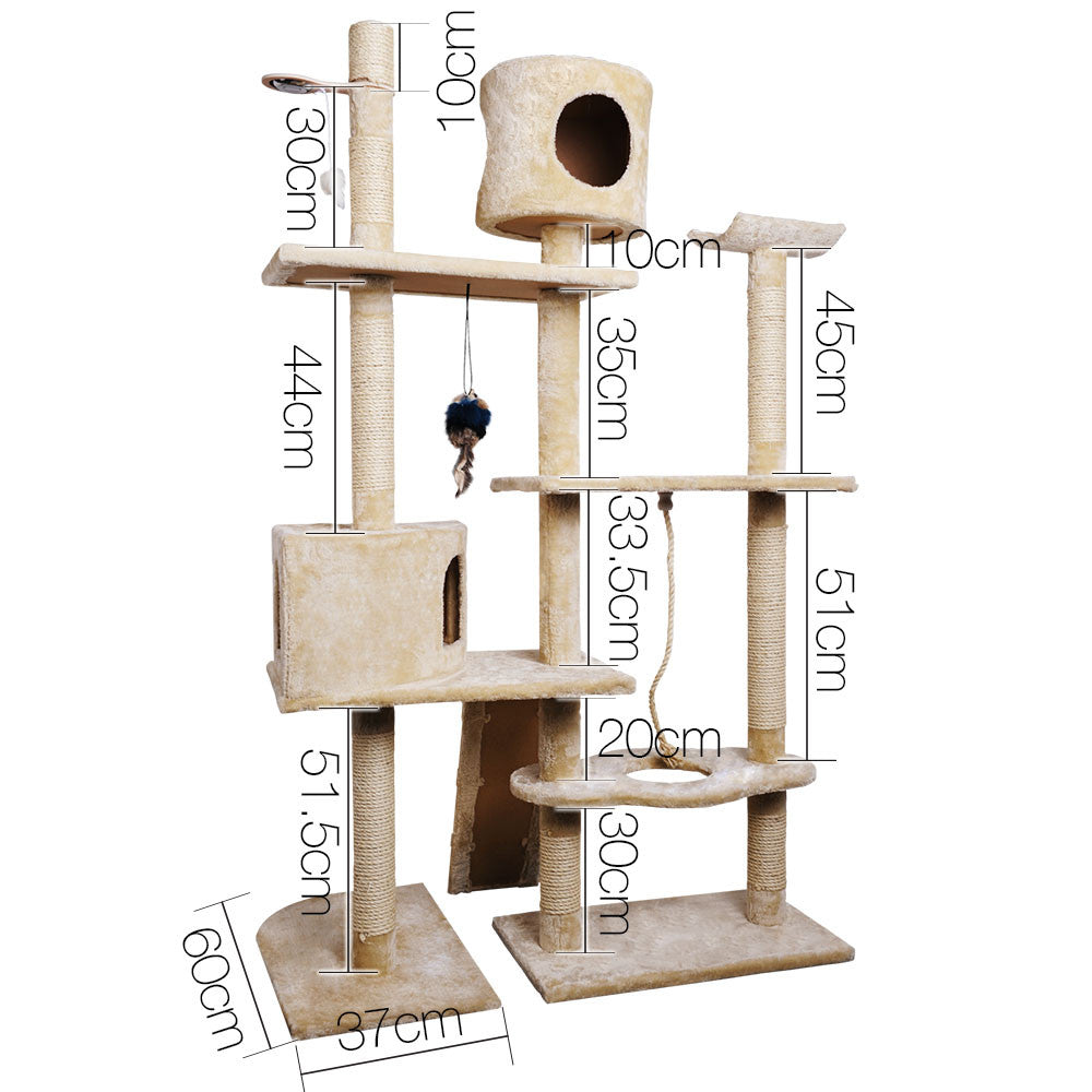 Cat Scratching Poles Post Furniture Tree 170cm Beige