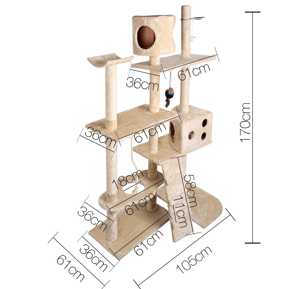 Cat Scratching Poles Post Furniture Tree 170cm Beige