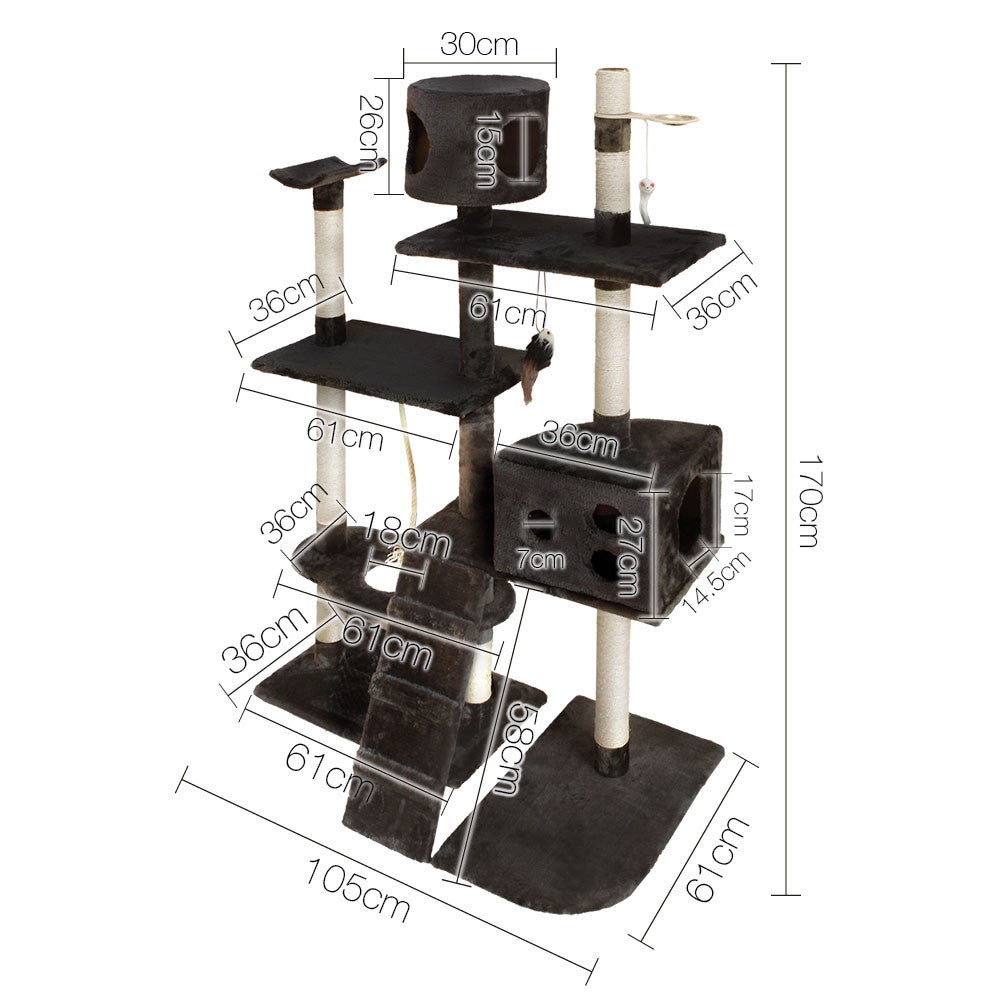 Cat Scratching Poles Post Furniture Tree 170cm Grey