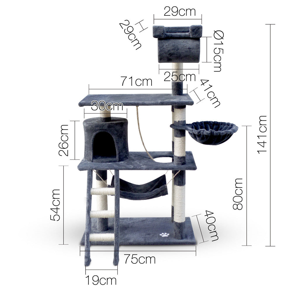 Cat Scratching Post  Tree House Condo 141cm grey