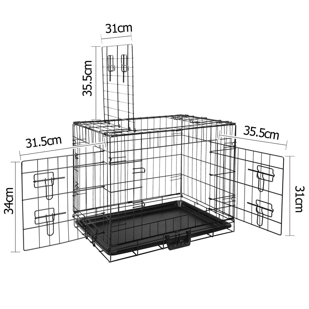 24 Inch Pet Portable Foldable Metal Cage Black