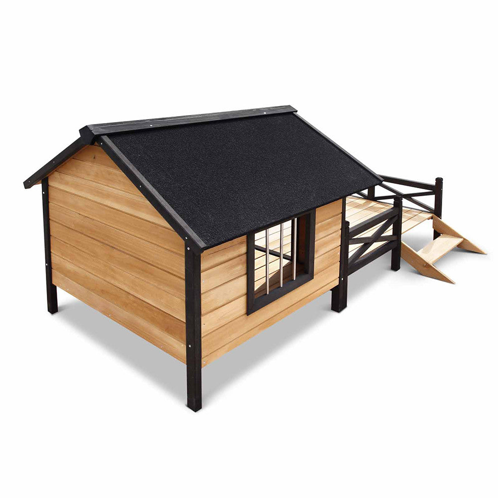 Dog Kennel with Patio - Black