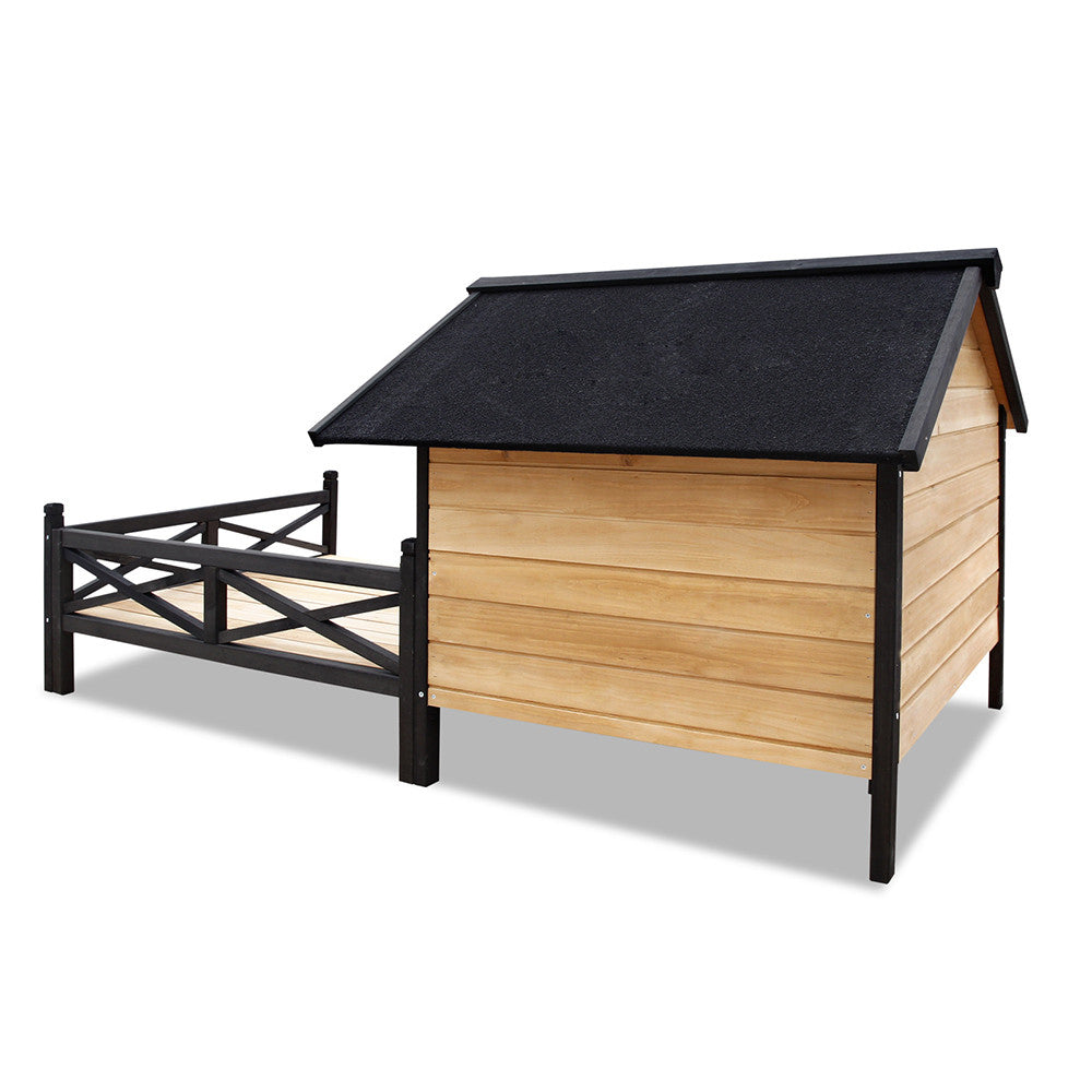 Dog Kennel with Patio - Black