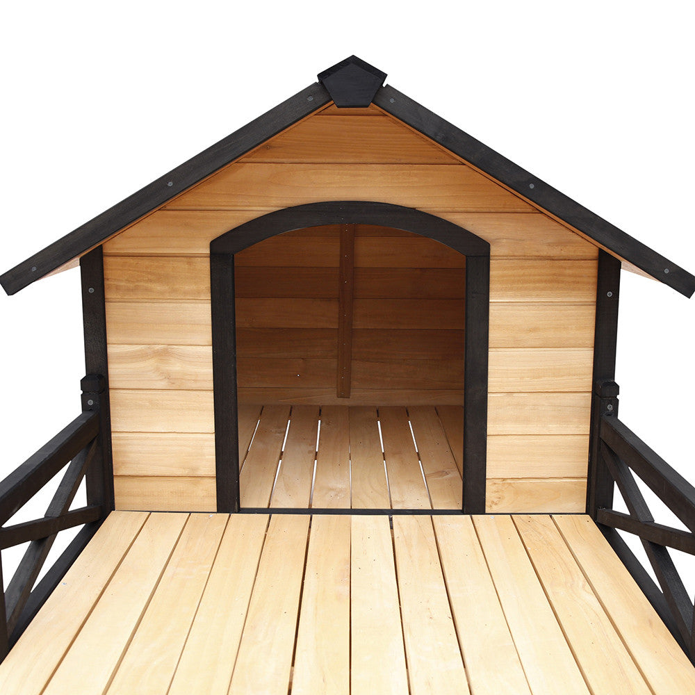 Dog Kennel with Patio - Black