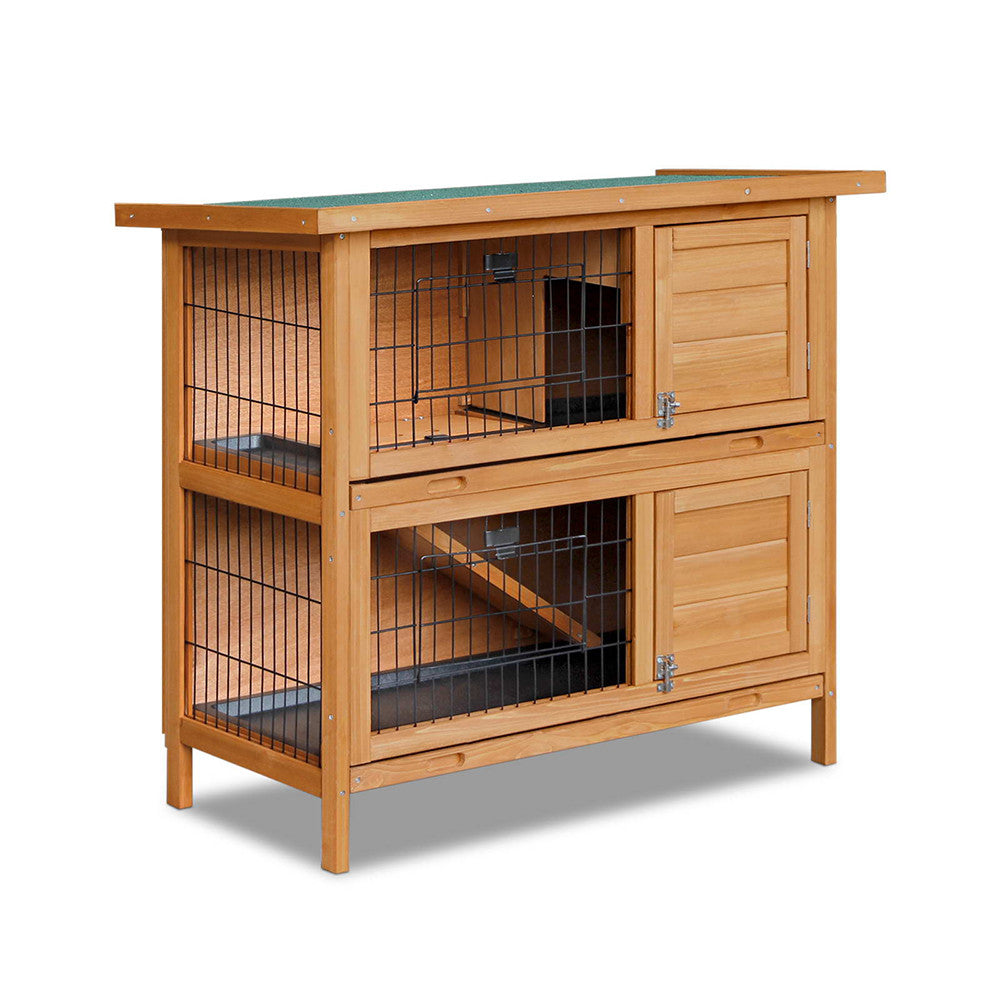 Double Storey Rabbit Hutch with Foldable Ramp