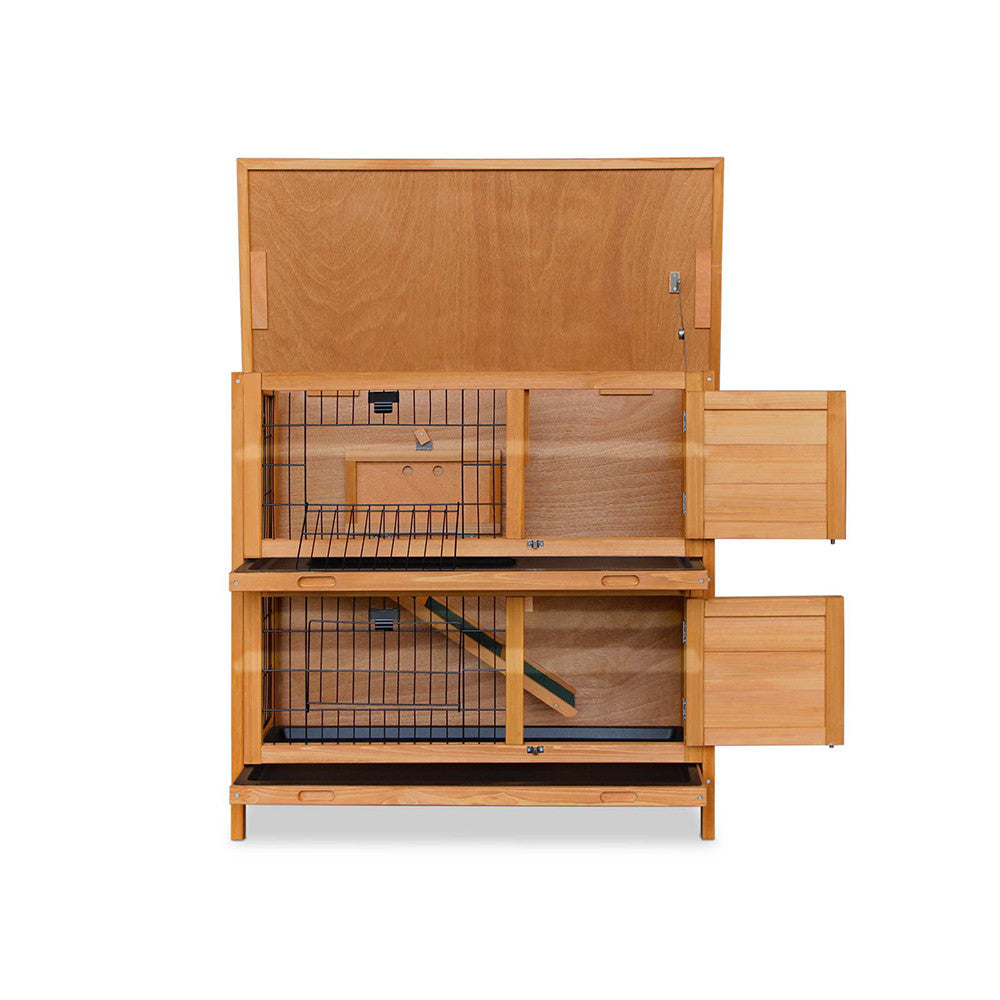 Double Storey Rabbit Hutch with Foldable Ramp