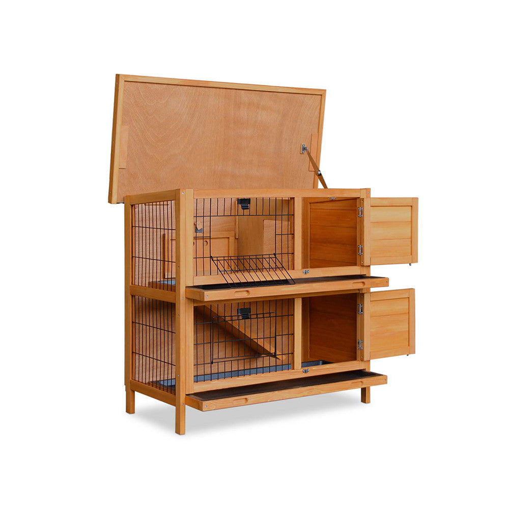 Double Storey Rabbit Hutch with Foldable Ramp