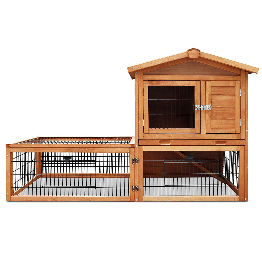 Double Storey Pet Hutch with Under Run Green