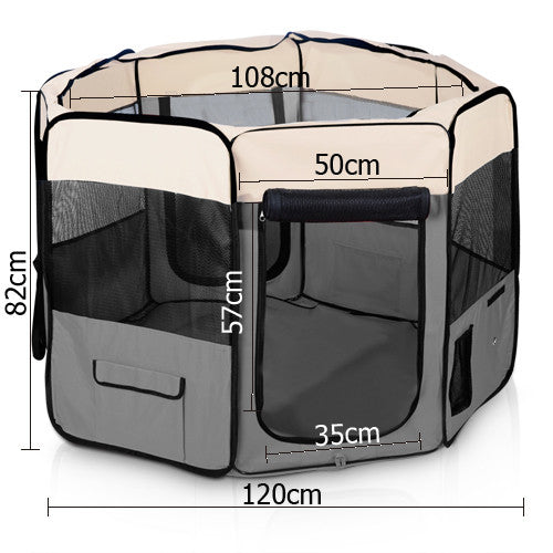 Pet Dog Puppy Cat Exercise Playpen Crate Cage Tent Grey